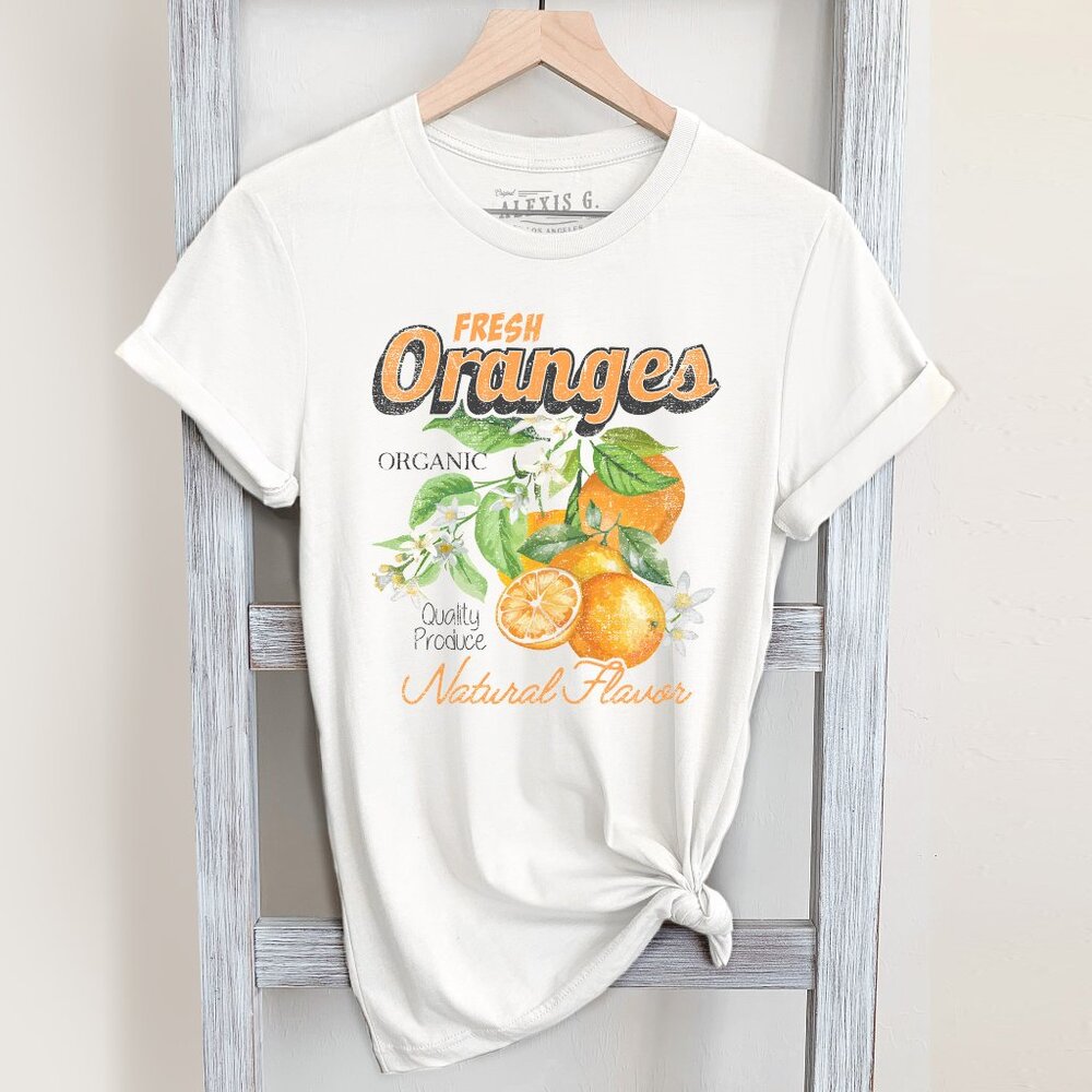Orange Fruit Shirt, Organic Fruit Shirt, Oranges Tee, Vintage Summer Aesthetic